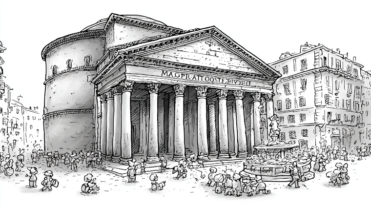 Pantheon in Rom – Illustration für römische Zahlen und römische Datumsangaben